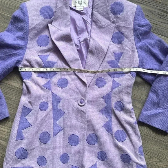 Fai Tat | Purple geometric and polka dot  vintage wool blazer - Picture 7 of 10